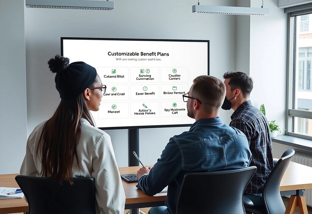 Team collaborating on customizing benefit plans