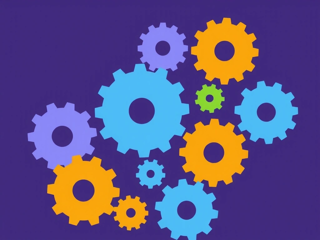 Illustration of gears turning, symbolizing website functionality and customization provided by cookies.