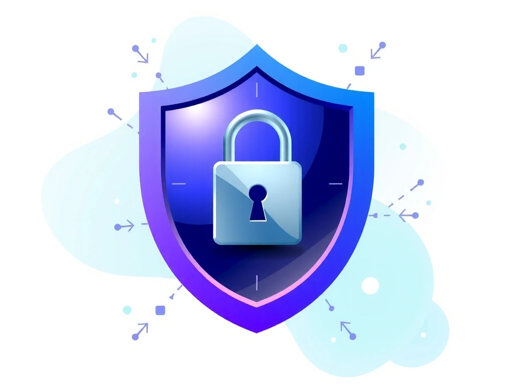 A stylized illustration of a shield with a padlock, symbolizing data security and privacy protection.
