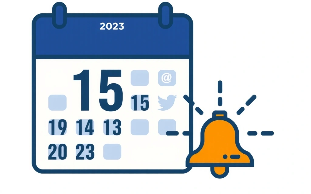 An illustration of a calendar with a highlighted date and a notification bell, symbolizing policy updates and announcements.