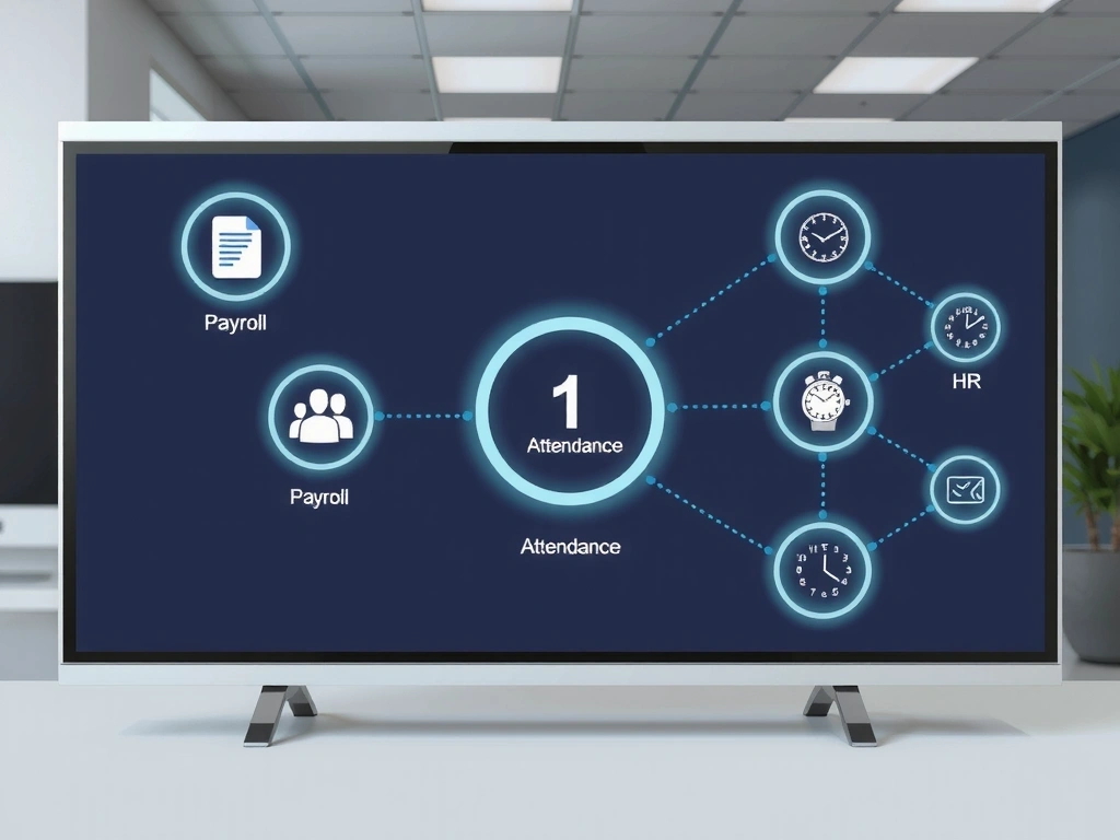 Interconnected digital ecosystem showing payroll, HR, and time & attendance modules linked together
